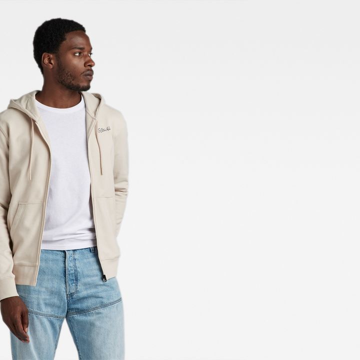 Back Graphic Zip Through Hooded Sweater