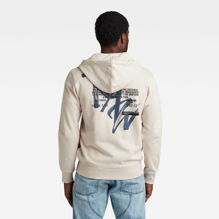 Back Graphic Zip Through Hooded Sweater White G STAR IE