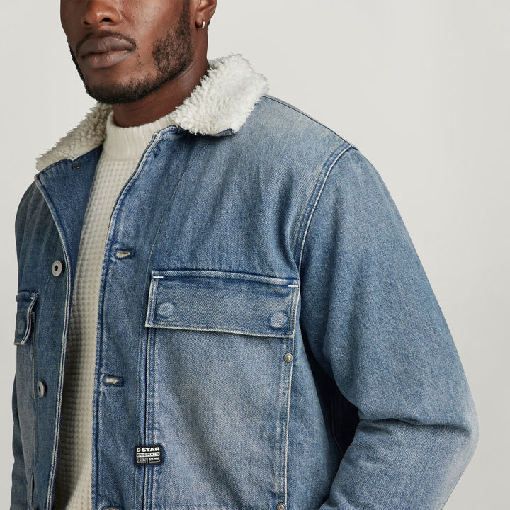 Utility Flap Pocket Sherpa Jacket Medium blue G STAR AU