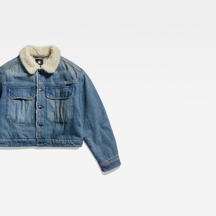Short Sherpa Denim Jacket Medium blue G STAR CA
