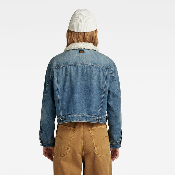 Denim jacket with sherpa womens best sale