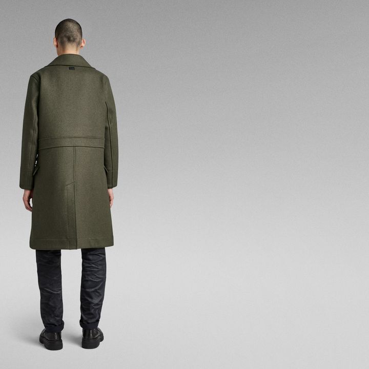 E Double Breasted Field Pocket Wool Coat Grey G STAR US