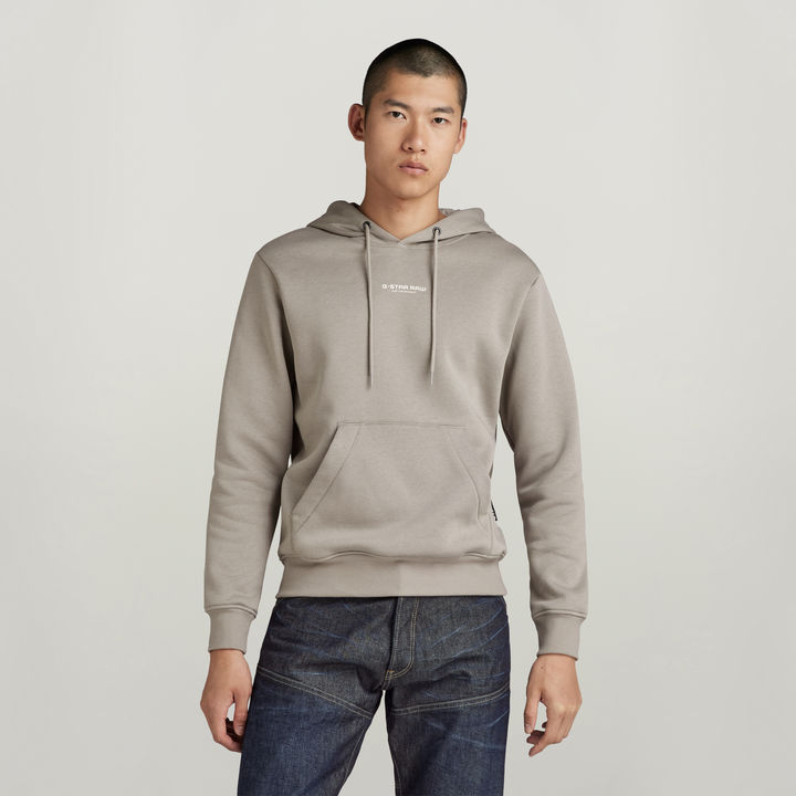 Center Chest Logo Hooded Sweater Grey G STAR US