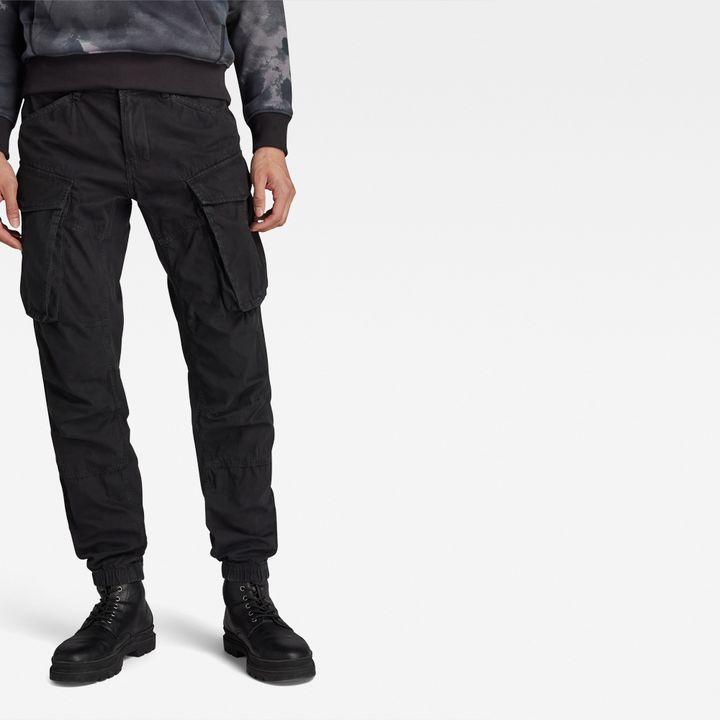 Mens black cuffed cargo pants store
