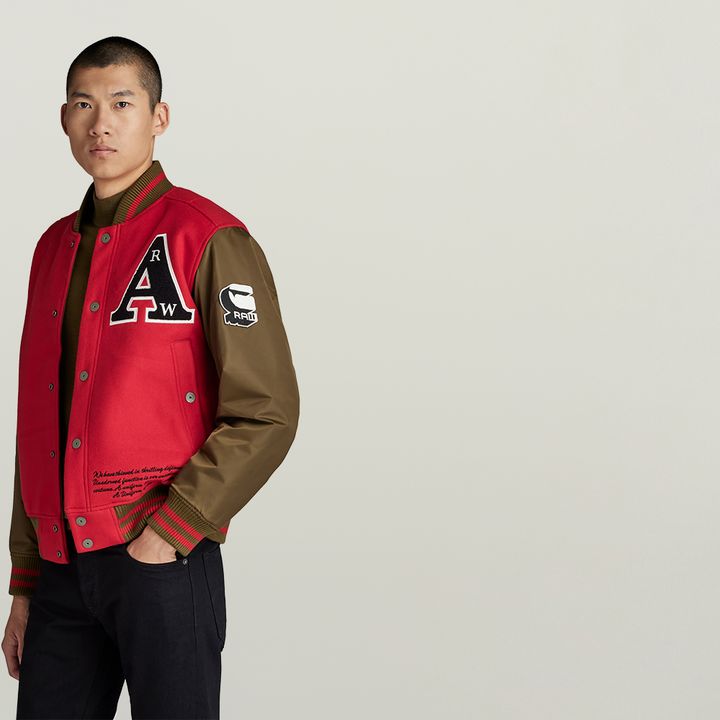 Baseball jacket red and white top