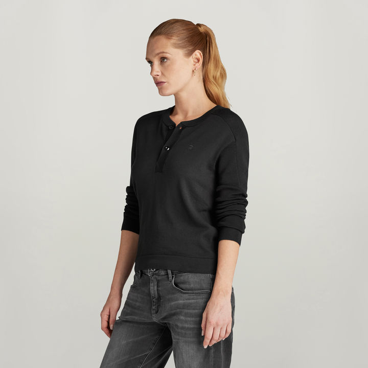 Black henley sweater hot sale