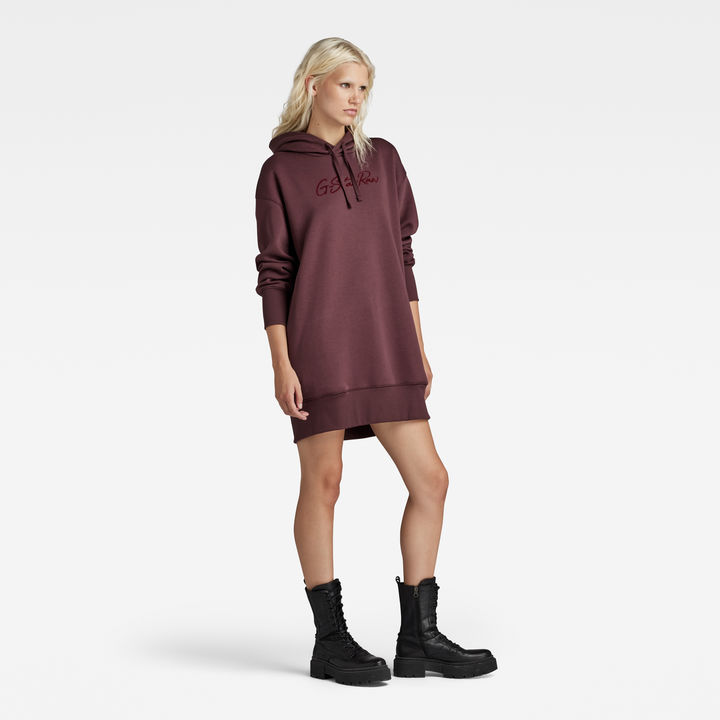 Flock Hooded Sweat Dress Red G STAR CA