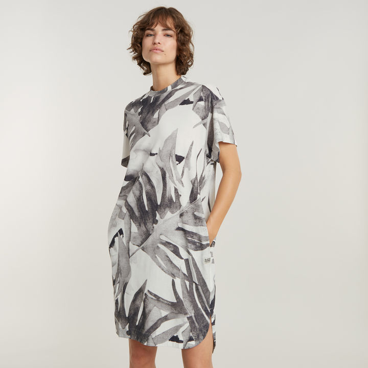 Palm Printed Loose T Shirt Dress Multi color G STAR GB