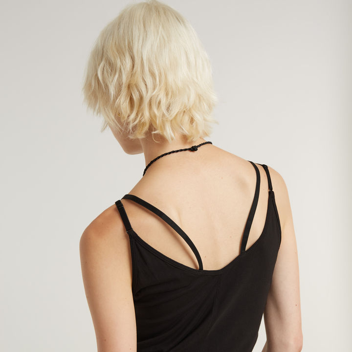Spaghetti Strap Slit Dress Black G STAR CA