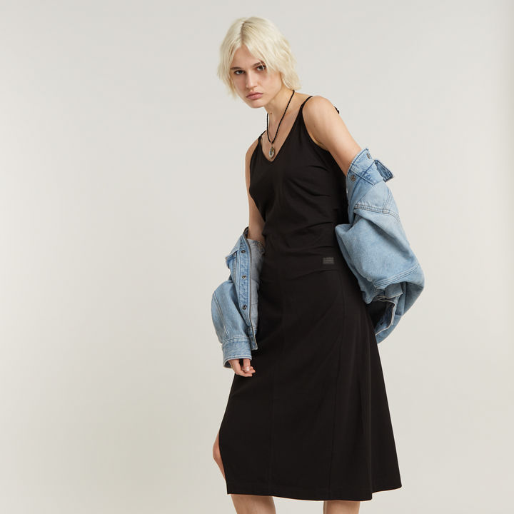 Spaghetti jurk zwart top
