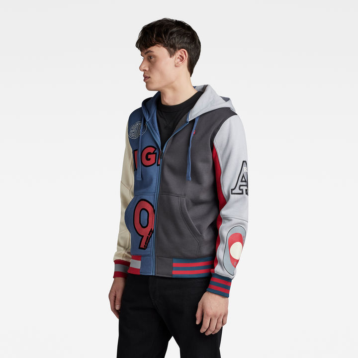 Varsity Hooded Zip Thru Sweater Multi color G STAR US