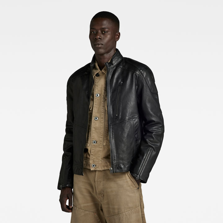 Biker Leather Jacket Black G STAR AU