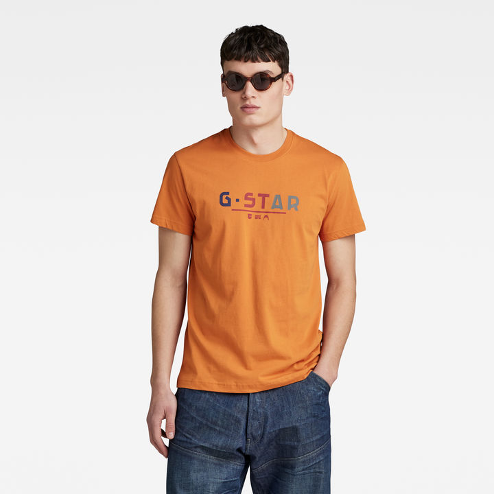 Multi Logo Graphic T Shirt Orange G STAR CA