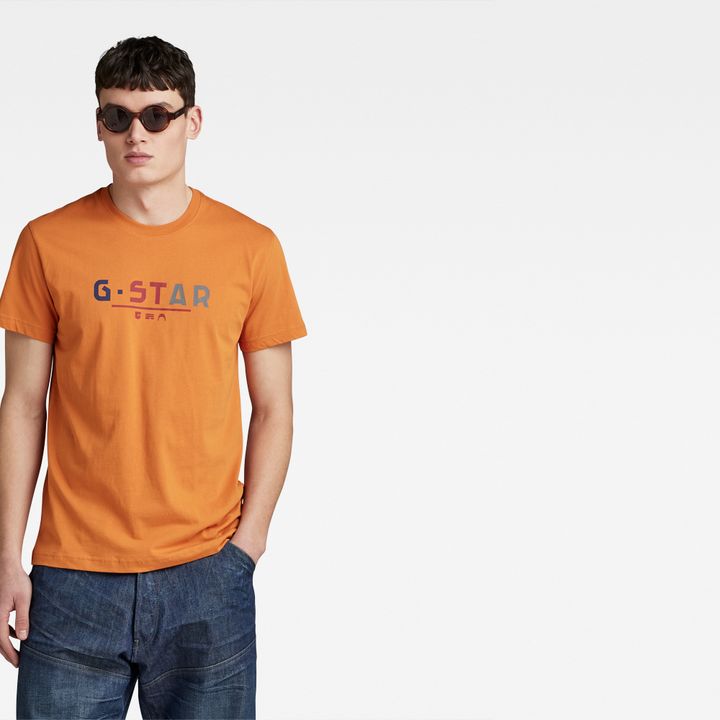 Multi Logo Graphic T Shirt Orange G STAR CA