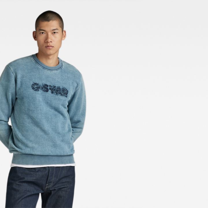 Indigo Distressed Logo Sweater