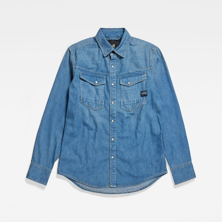 G STAR Men Slim Denim Shirt Medium blue Size L
