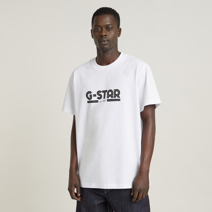 G Star Raw Men s Unisex Line Script Loose T Shirt White M