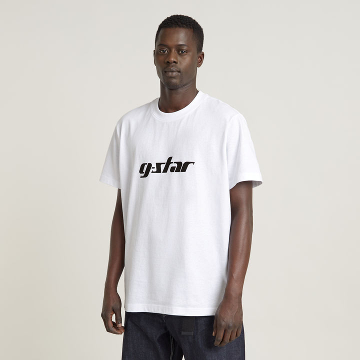 G Star Raw Men s Unisex Cursive Script Loose T Shirt White S