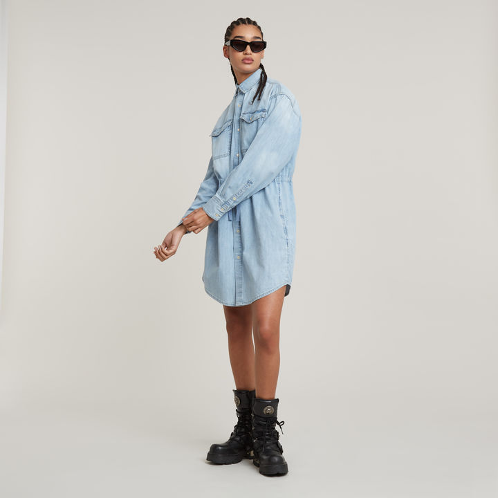 Relaxed Drawcord Denim Dress