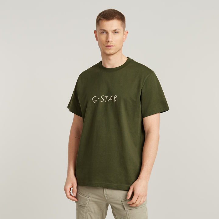 Handwriting Back Print Loose T Shirt
