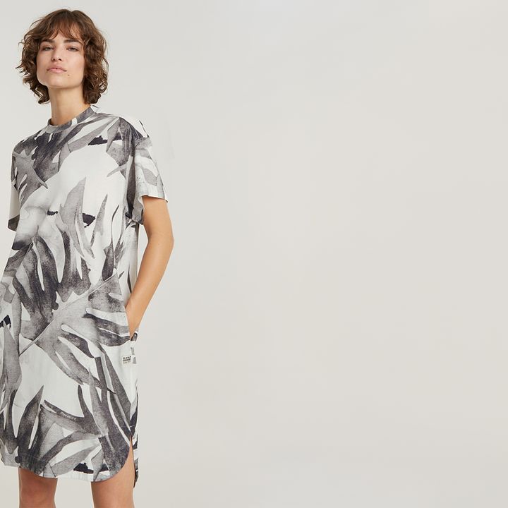 Palm print shirt dress clearance