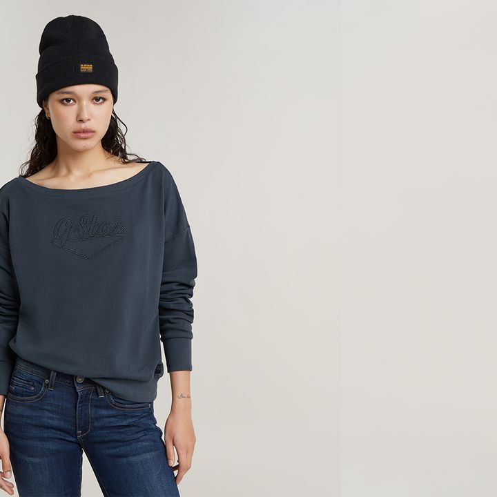 Boat Neck Loose Sweater | Grey | G-STAR® GB
