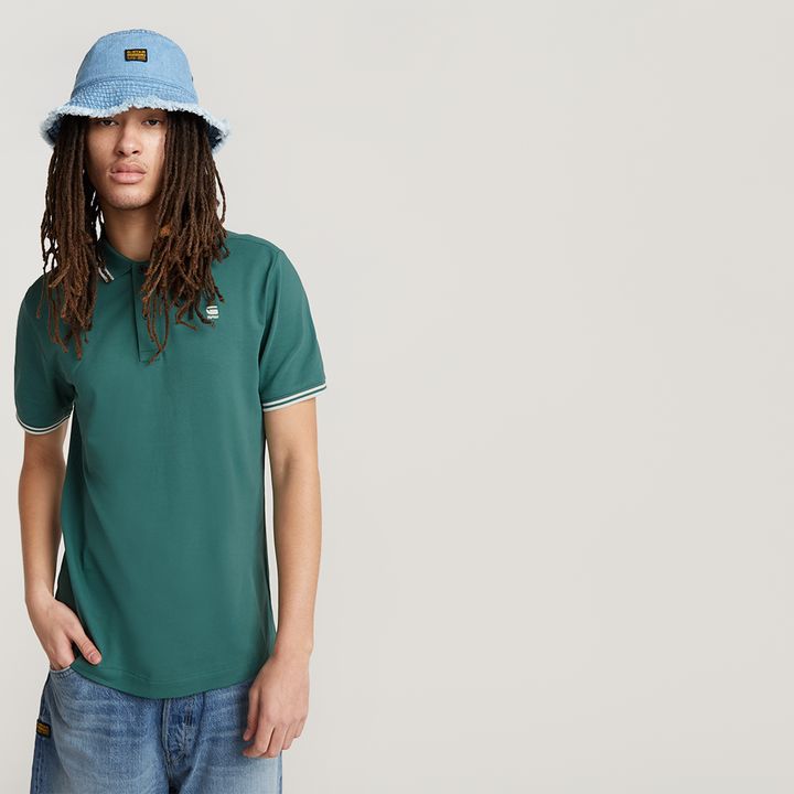 Dunda Slim Stripe Polo Green G STAR CA