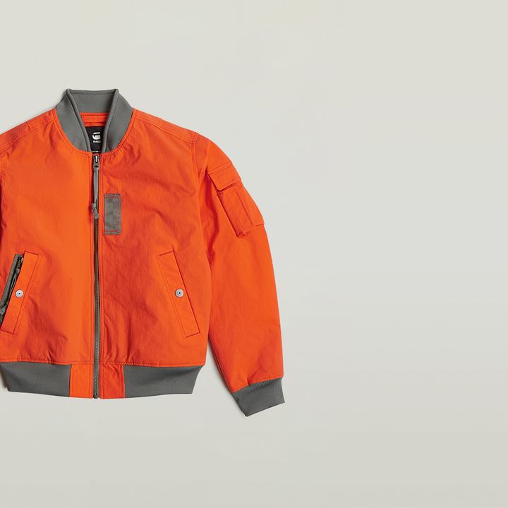 Orange bomber jacket mens top