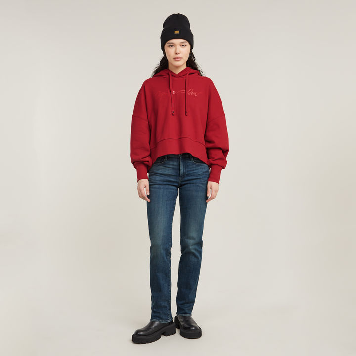 G Script Oversized Hooded Sweater Red G STAR GR