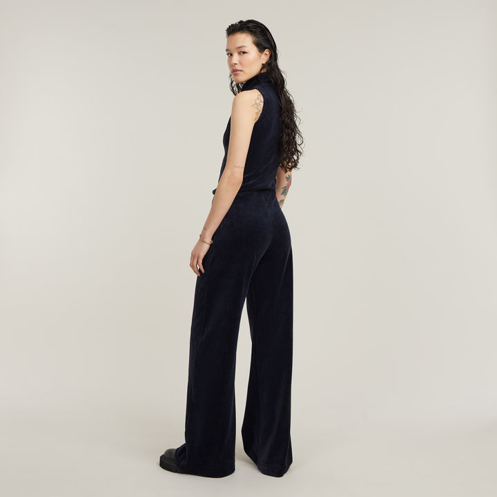 Wide leg velvet jumpsuit discount