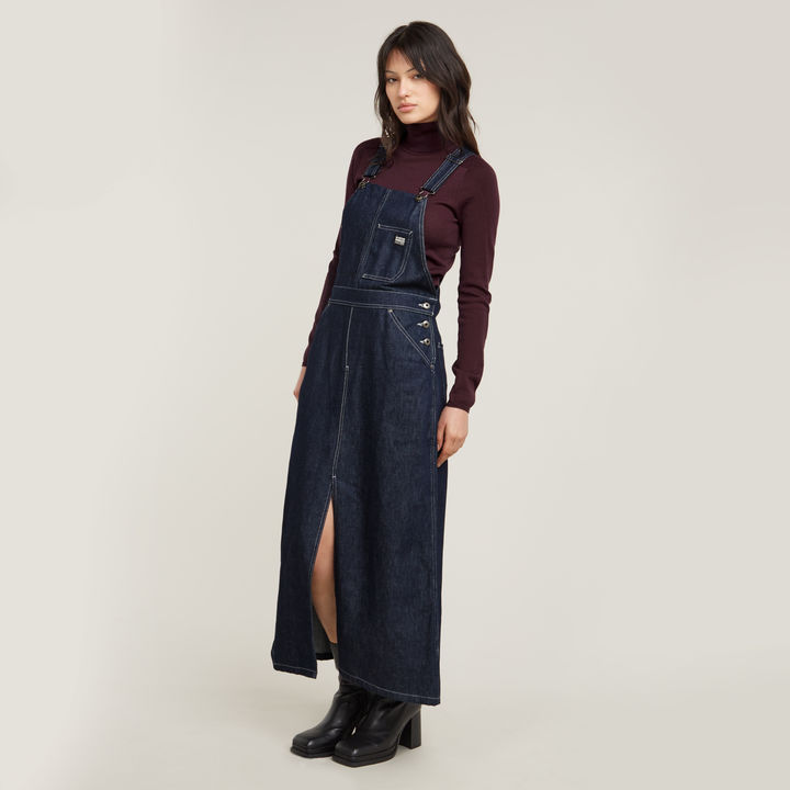 Dark blue dungaree dress sales