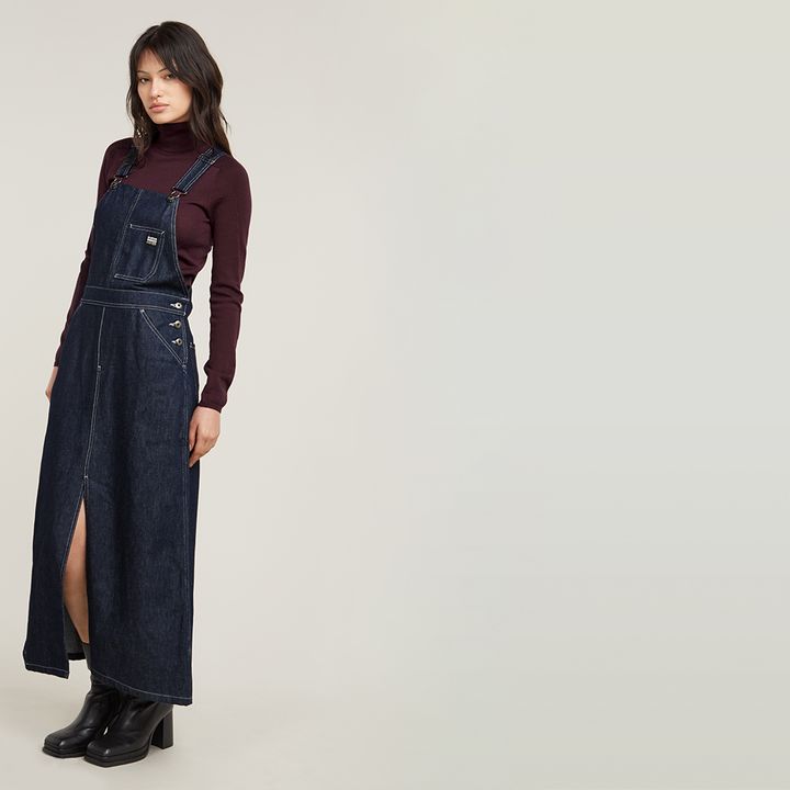 Dark blue dungaree dress discount