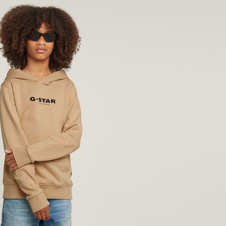Kids Hooded Sweater Regular Beige G STAR CA
