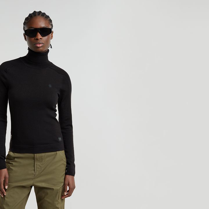 Core Slim Turtle Neck Knitted Sweater Black G STAR IE