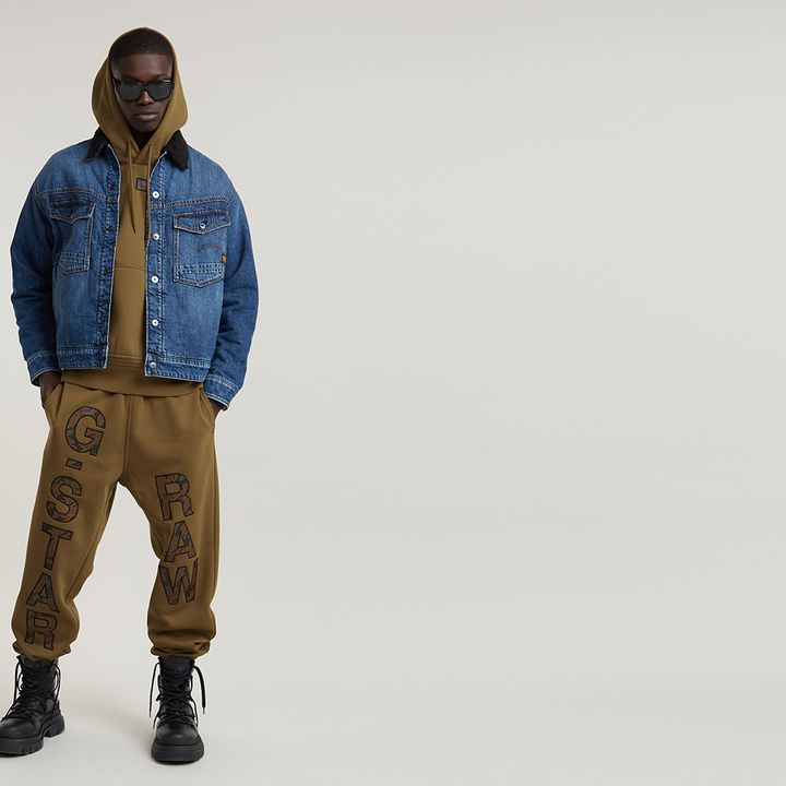 Embro Print Loose Hooded Sweater | ブラウン | G-STAR® JP