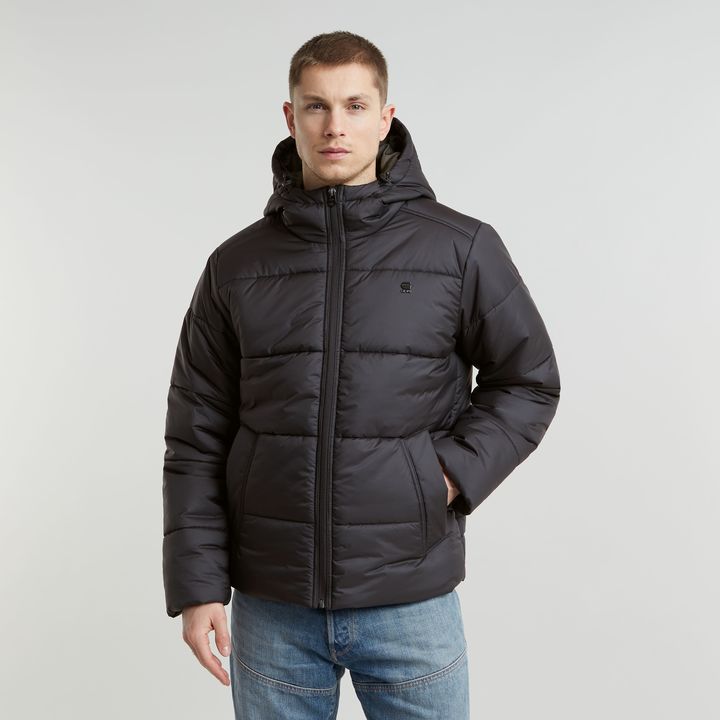 Black hooded puffer sales
