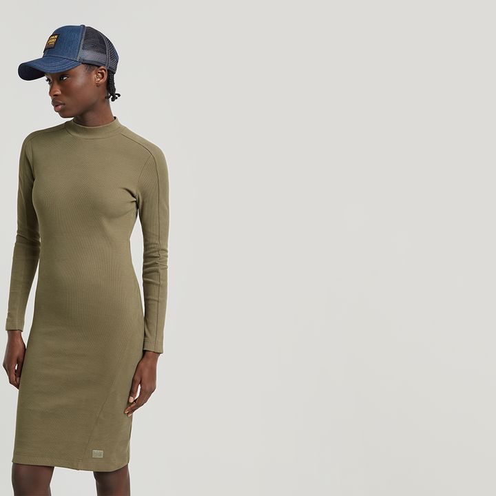 Ergonomic Slim Rib Jurk Groen G STAR NL