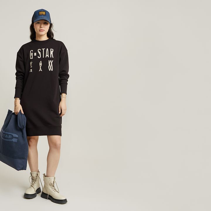 Chroma Graphic Sweater Dress Black G STAR CA