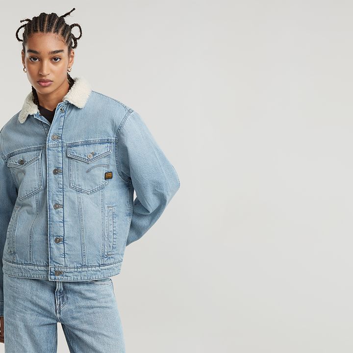 Relaxed Sherpa Jacket Light blue G STAR TW