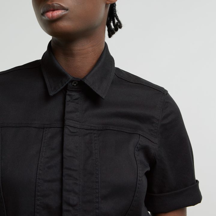 Black denim utility jumpsuit shop