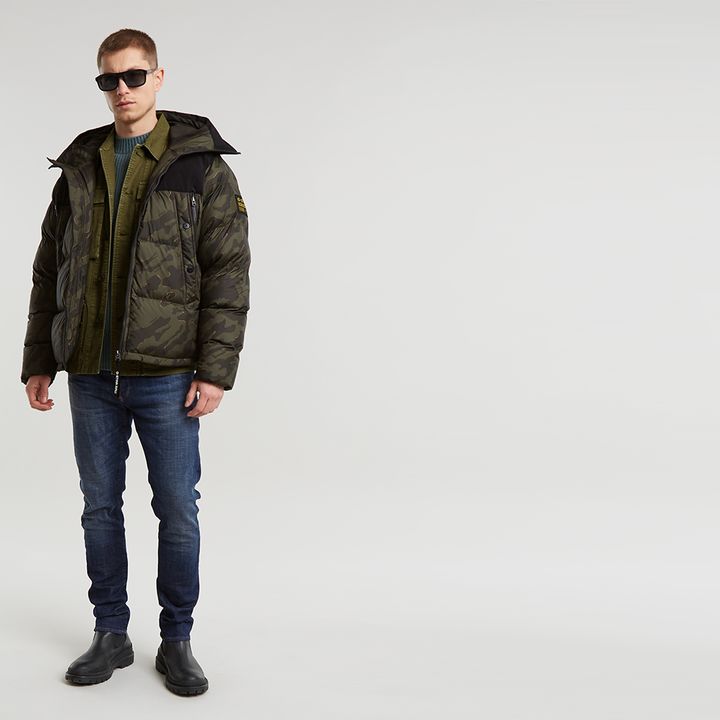 Star multi color print puffer jacket shop