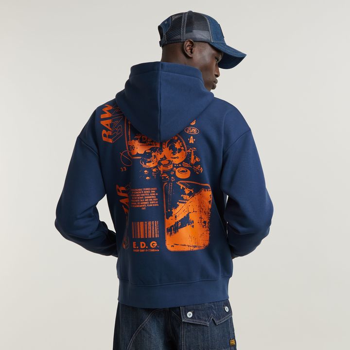Poster Back Graphic Loose Hoodie Jacket Medium blue G STAR NL