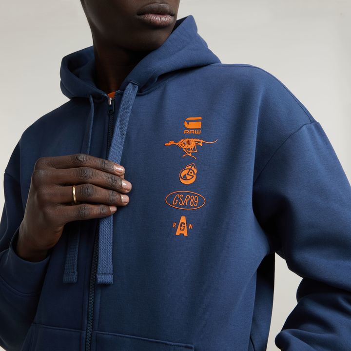Poster Back Graphic Loose Hoodie Jacket