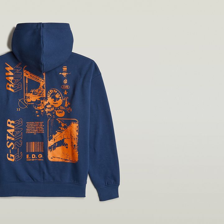 Poster Back Graphic Loose Hoodie Jacket