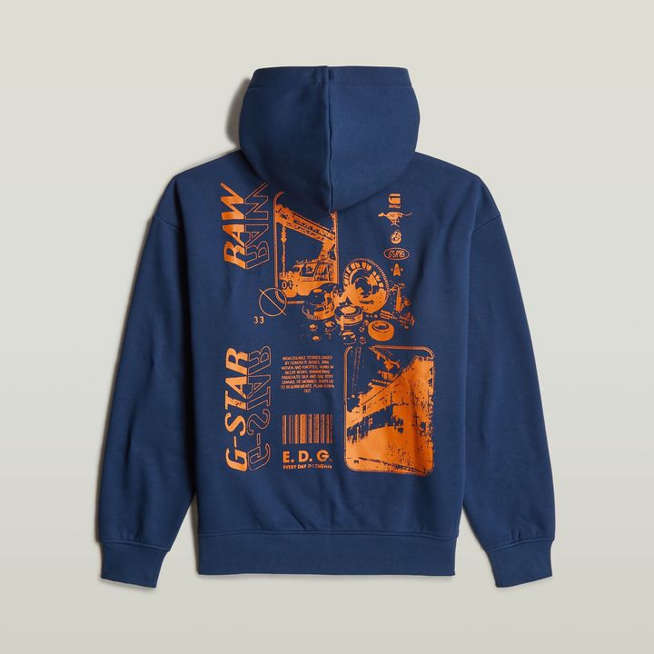 Poster Back Graphic Loose Hoodie Jacket