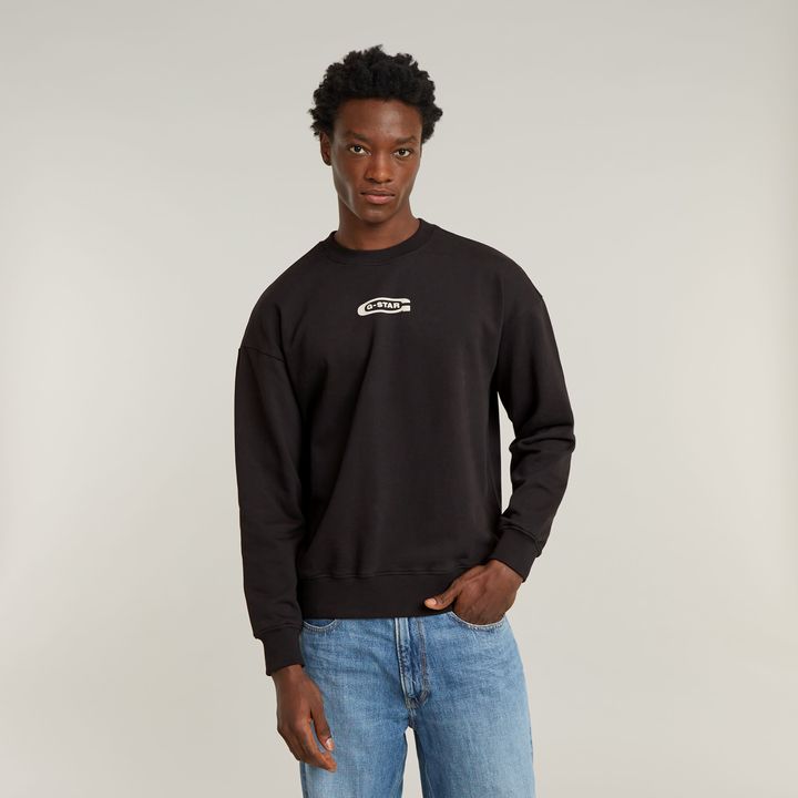 Photo Back Print Loose Sweater Black G STAR CA