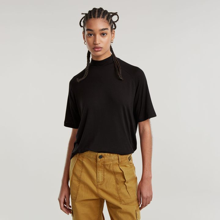 Saddle Sleeve Boxy Top | Black | G-STAR® HK