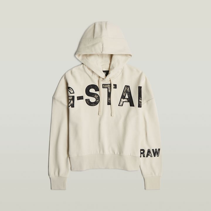 Embro Print Oversized Hoodie White G STAR GB