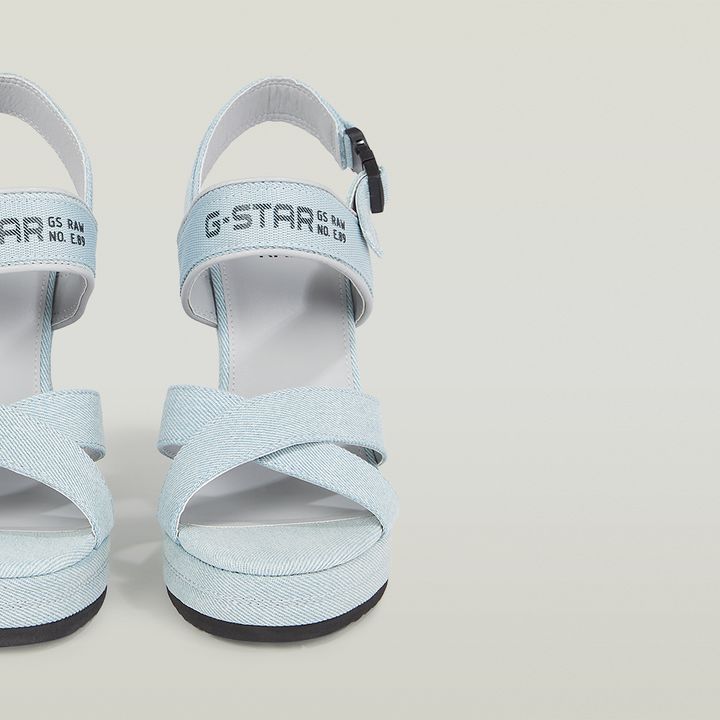 Bodana Cross Strap Denim Wedge Heels