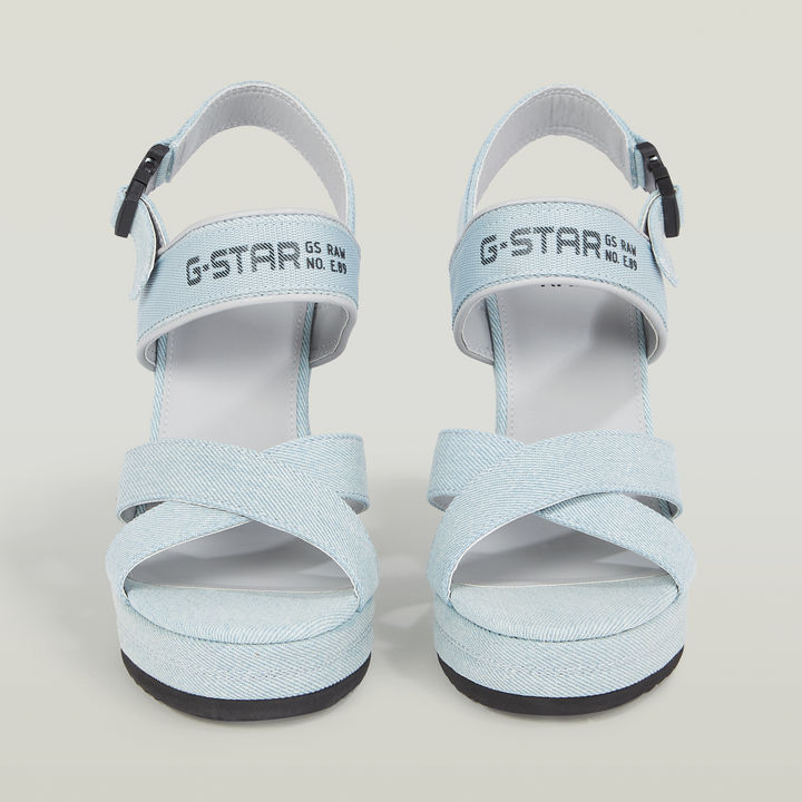Bodana Cross Strap Denim Wedge Heels